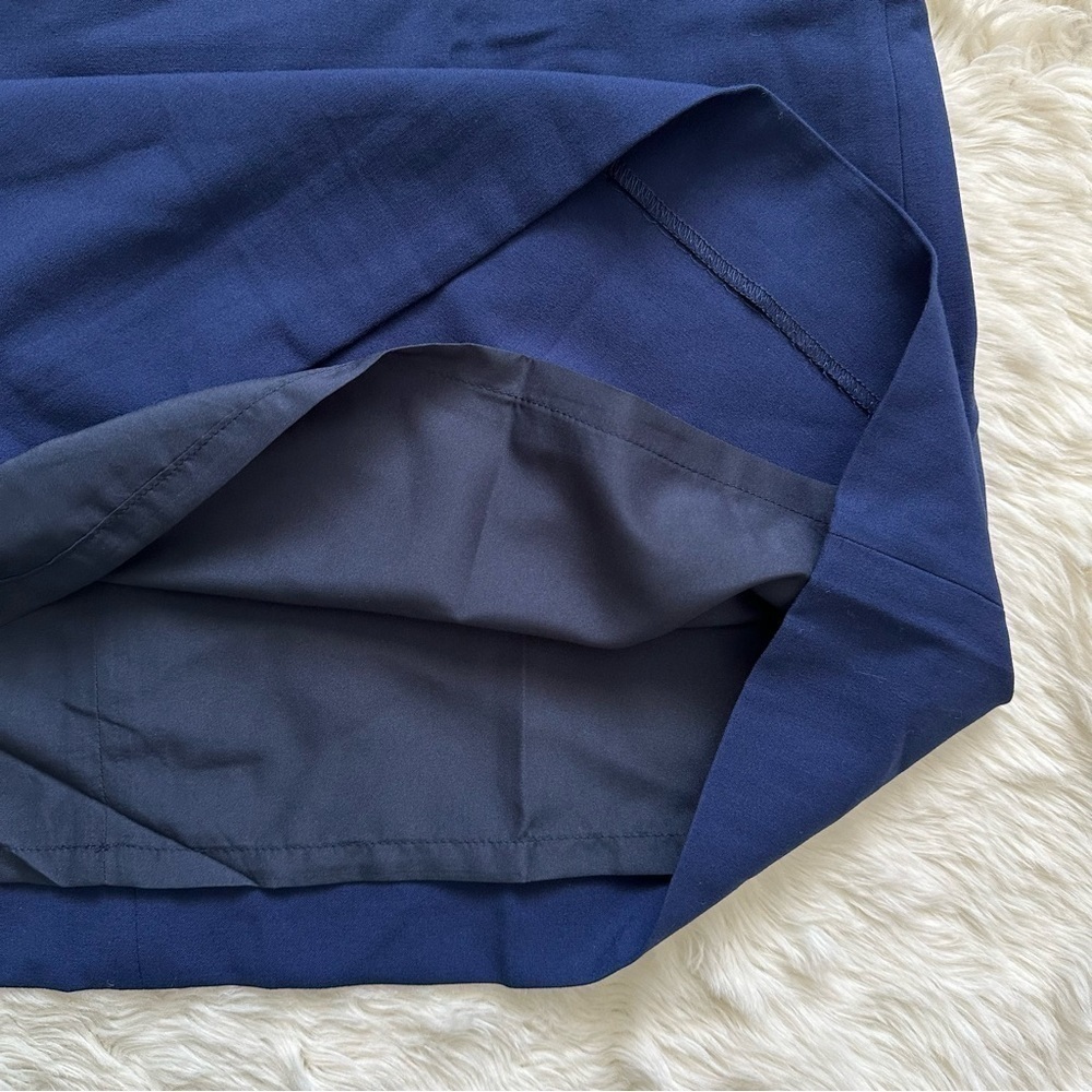 J. Crew Factory Dress Ruffleneck Suit Above Knee Antique Navy Blue 10 NWT New - Picture 8 of 12